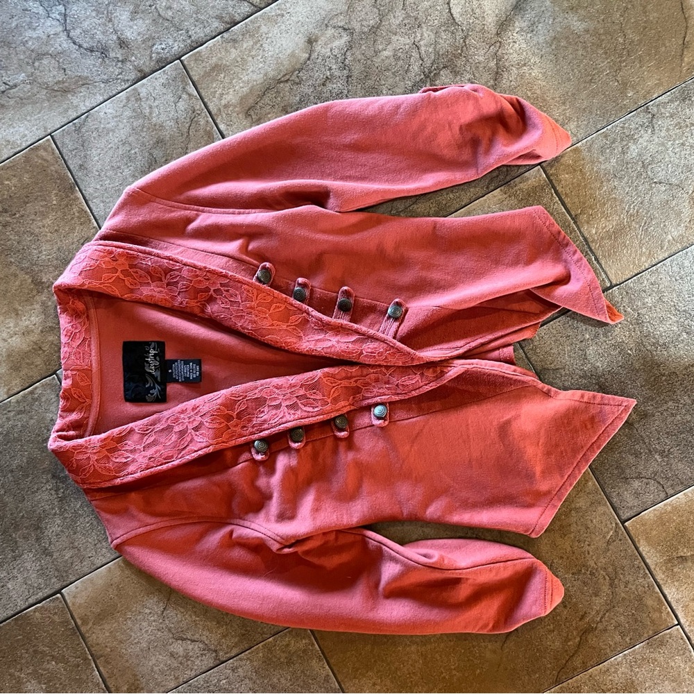 Daytrip Coral Jacket with Lace Trim